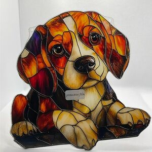 Suncatcher Acrylic Beagle Hound Dog Puppy 5.5” x 5.5 chain. X4